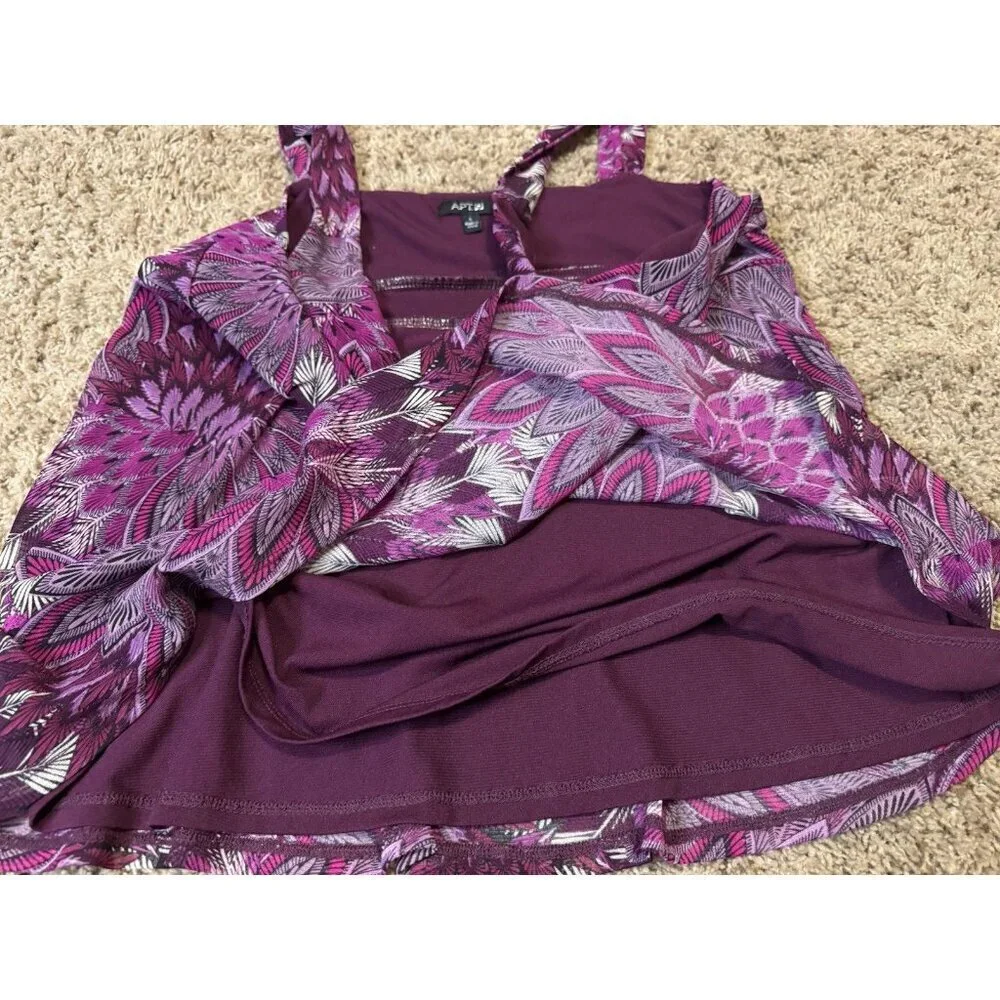 Apt 9 Y2K 90s Babydoll Floral Peacock Tank Top Cami Purple Mesh Fairy Goth LARGE - Picture 4 of 8